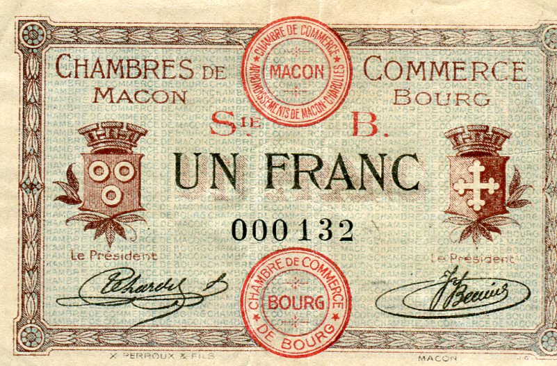 Les billets des Chambres de Commerce de Mâcon et de Bourg (1915-1926) – 3ème partie