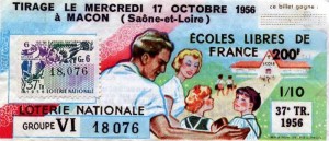 Mâcon - billet loterie nationale - 1956 (coll Oleg)