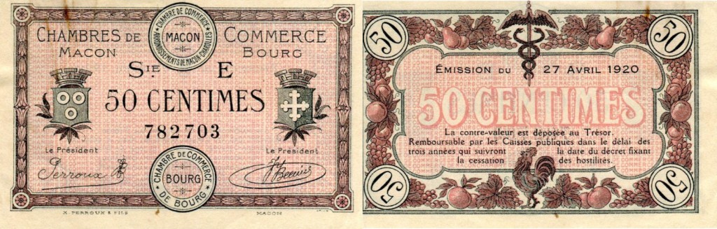 Coupure 50 Cts Série E Chambre de Commerce Mâcon