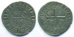 Auxonne - 1391-1395 - philippe-le-hardi - guénar du 1er type à légende fautive - coll-oleg