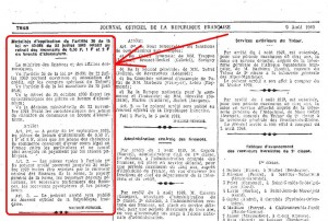 Extrait du Journal Officiel du 9 Août 1949