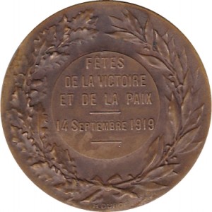 Fêtes de la Victoire et de la Paix - Mâcon 14 et 15 Septembre 1919 - Revers (Coll. Mg)