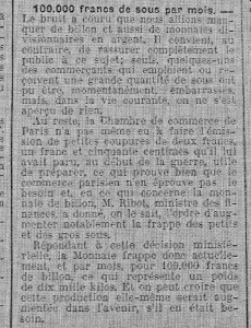 Extrait du Progrès de Saône et Loire - Edition Chalon sur Saône (15 septembre 1915)
