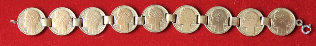 Bracelet composé de 9 pièces de 50 centimes Morlon
