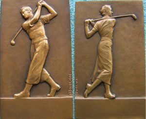 Joueur et Joueuse de Golf (Avers et revers - Médaille MdP 1937 par A. Morlon)