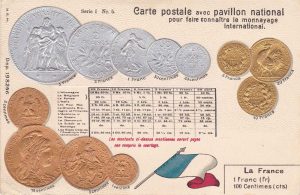 Monnayage au début du XXe siècle (carte postale)