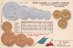 Monnayage au début du XXe siècle (carte postale)