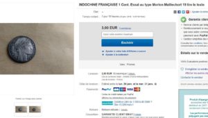 Annonce Ebay - Vente essai Indochine (copie chinoise)