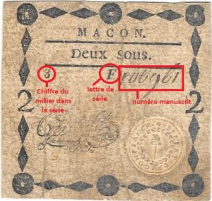 Numérotation du billet de 2 sous