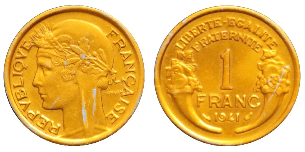 1 franc Morlon 1941 anodisée