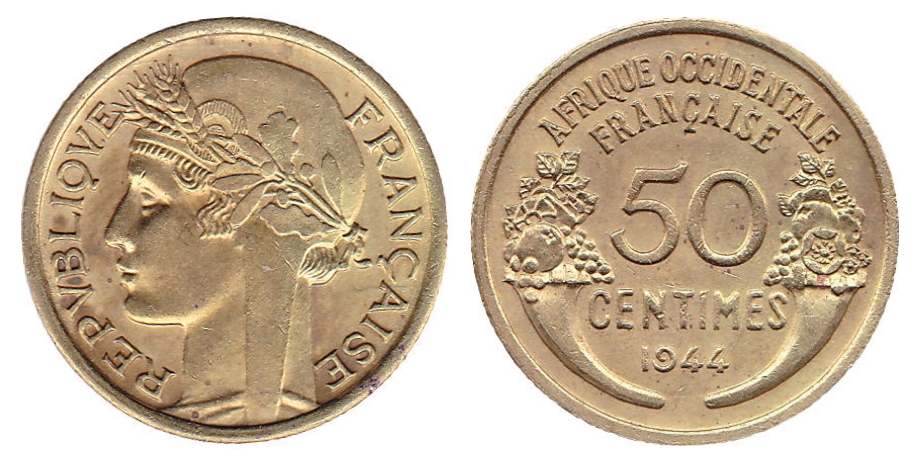 50 Centimes AOF 1944 - (Bronze Aluminium - 18 mm)