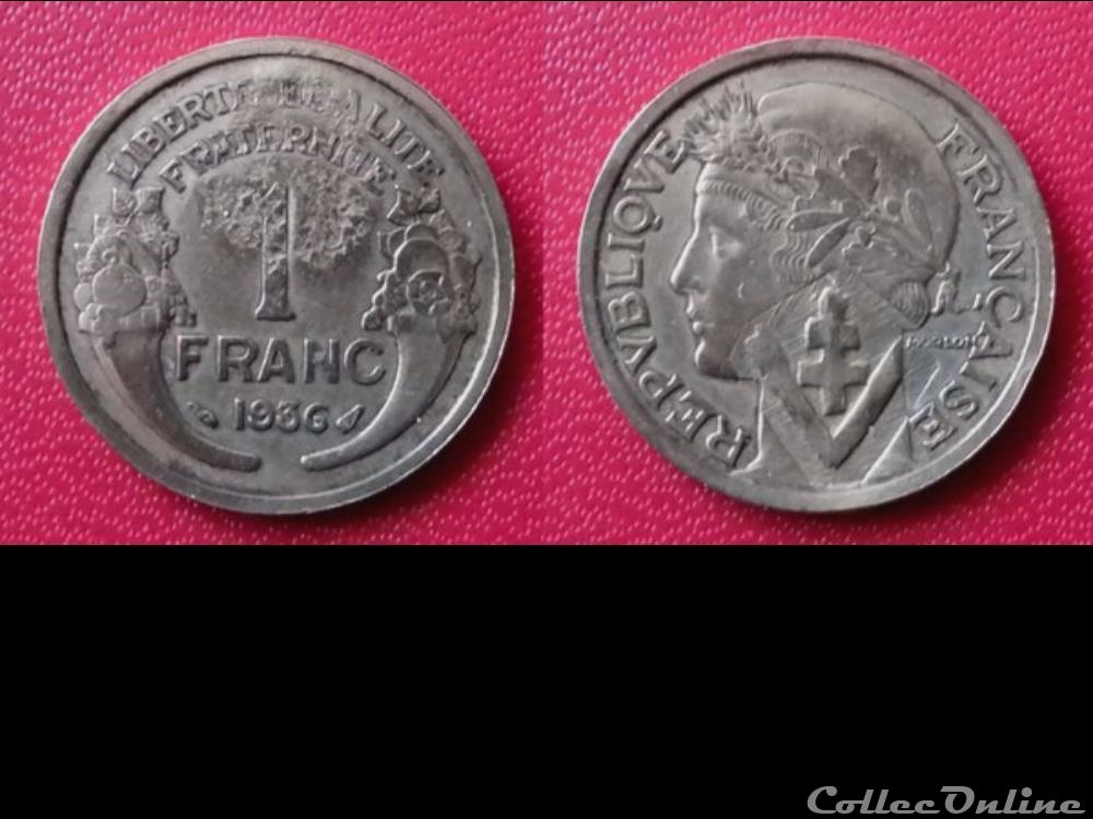 1 franc 1936 contremarquée - photo Collec Online