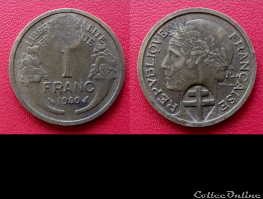 1 franc 1940 contremarquée - photo Collec Online