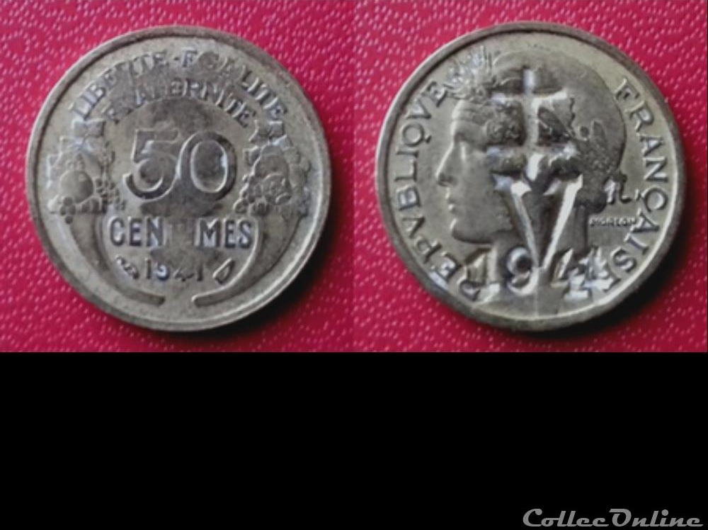 50 centimes 1941 contremarquée - photo Collec Online