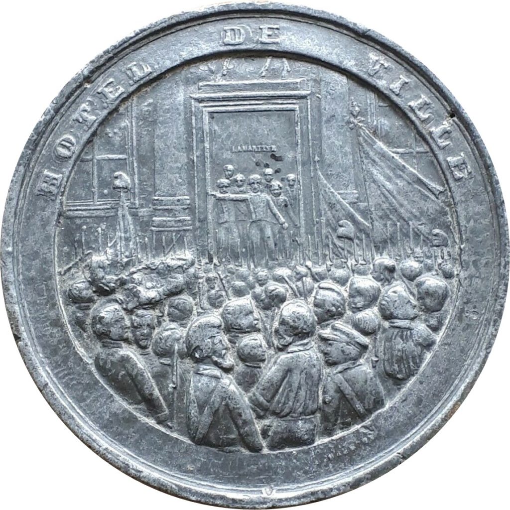 Médaille uniface Lamartine devant Hotel de Ville avers (étain 70 mm 112 g)