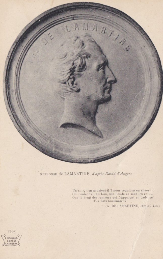 Carte postale ancienne d'une médaille de Lamartine