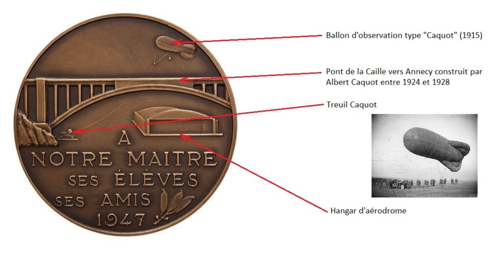 Description du revers de la médaille Albert Caquot