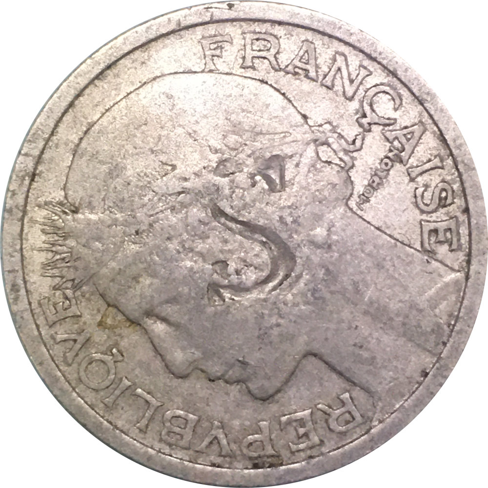 Avers 1 franc Morlon 1948 contremarqué S