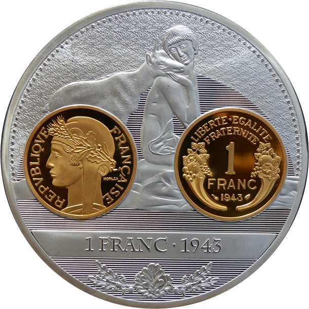 Médaille commémorant la pièce de 1 franc 1943