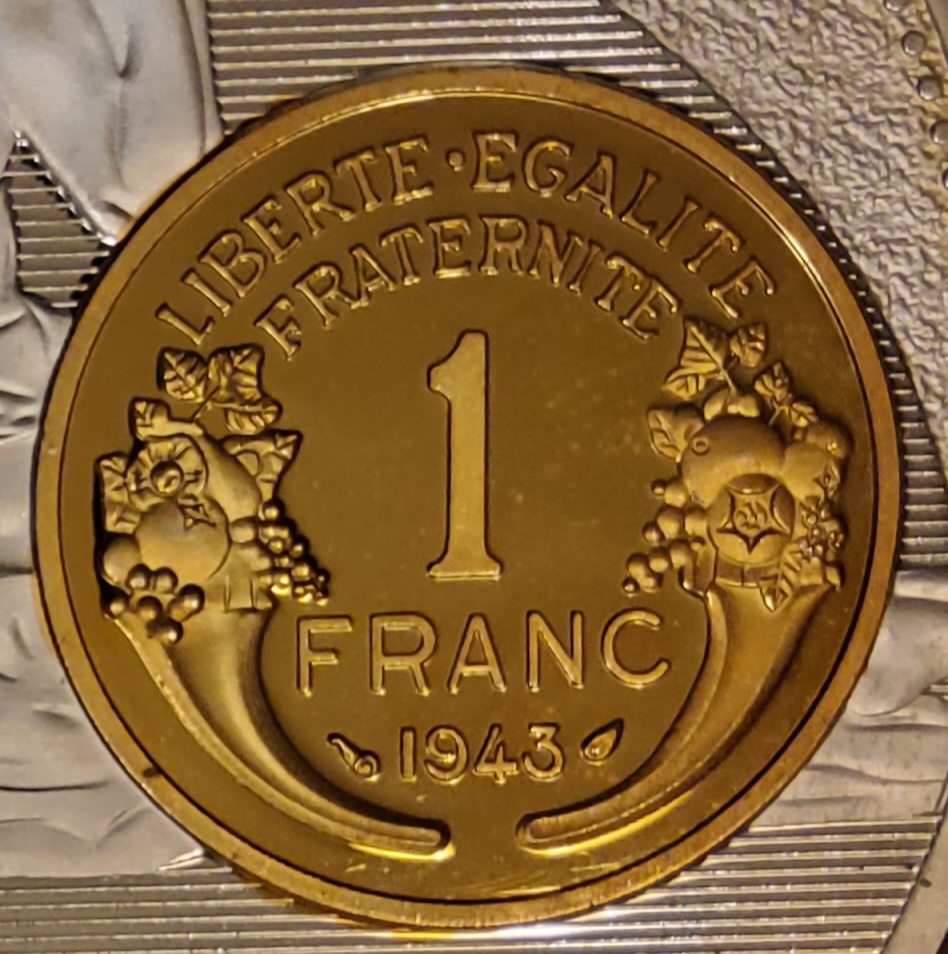 Médaille commémorant la pièce de 1 franc 1943 (détail revers franc)