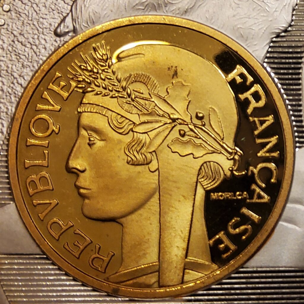 Médaille commémorant la pièce de 1 franc 1943 (détail avers franc)