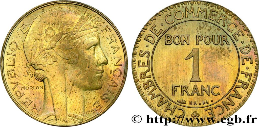 Essai de 1 franc Morlon hybride en bronze aluminium (photo CGB)