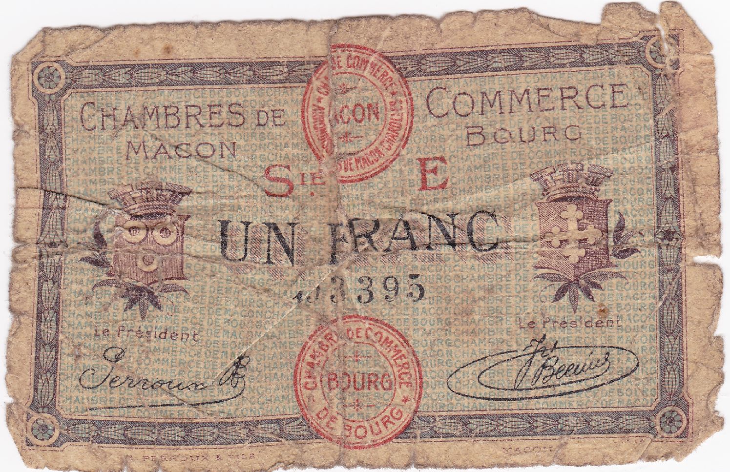 Les billets des Chambres de Commerce de Mâcon et de Bourg (1915-1926) – 11ème partie