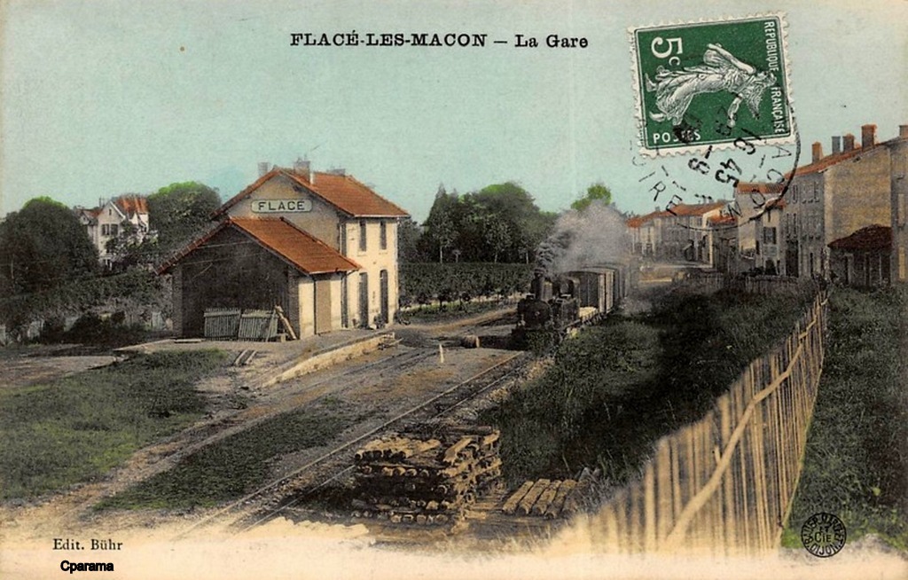 La gare de Flacé (CPA https://www.cparama.com/forum/flace-les-macon-t28946.html)
