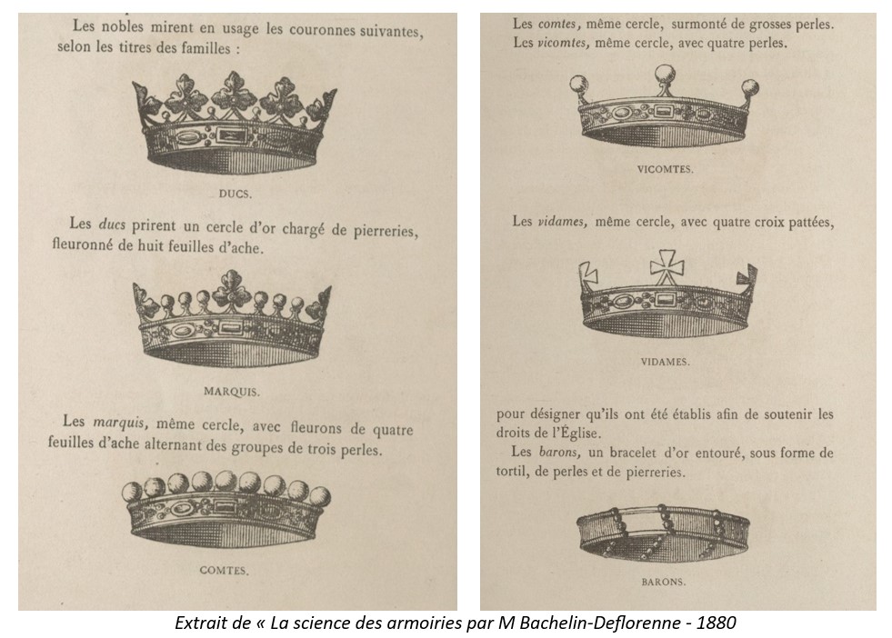 Les couronnes sur les armoiries sous l'Ancien Régime